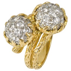 1970er Van Cleef & Arpels Pavé Diamant und Gold Bypass Ring