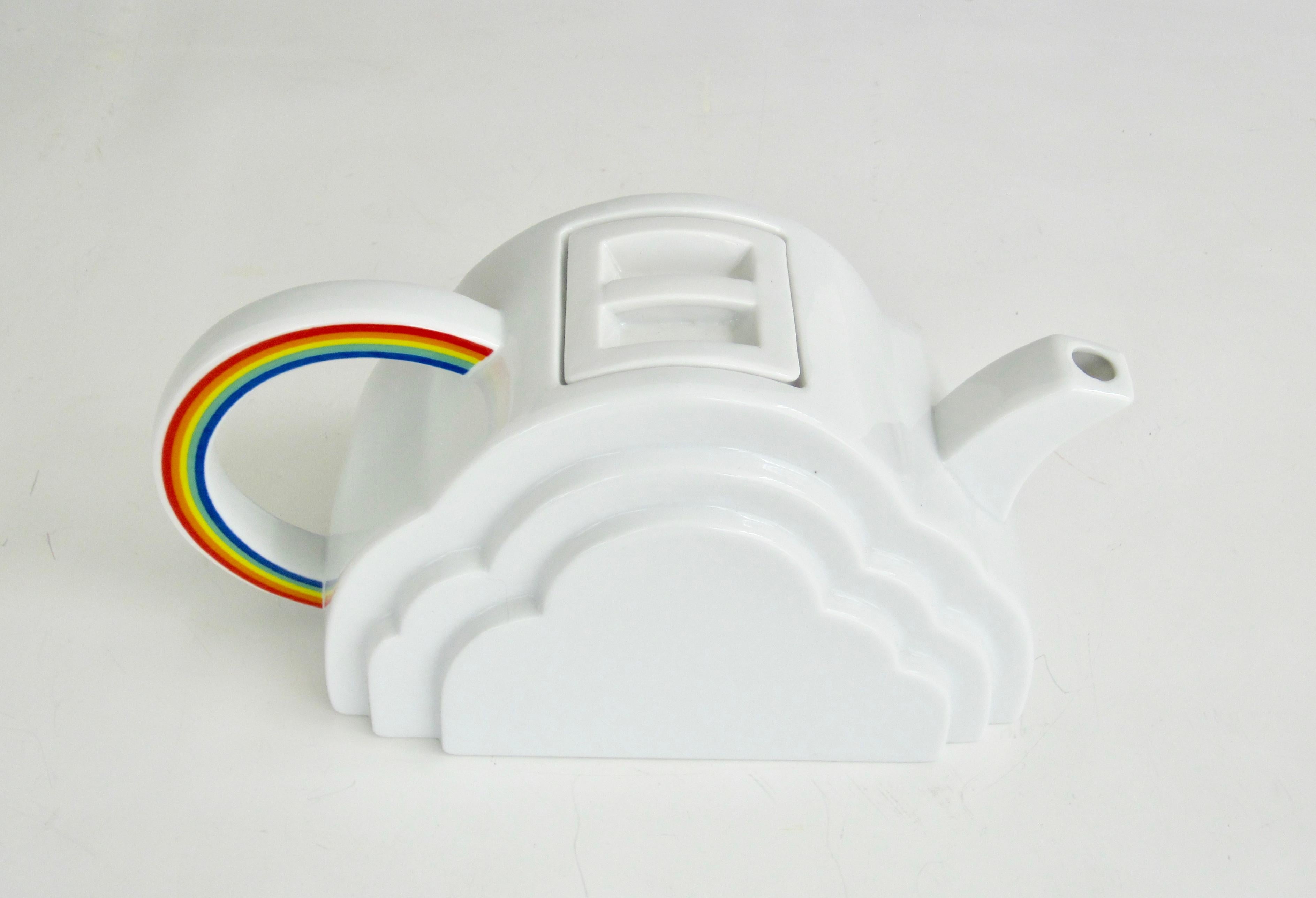 1970s Vandor San Francisco Clouds and Rainbow Porcelain Teapot 4
