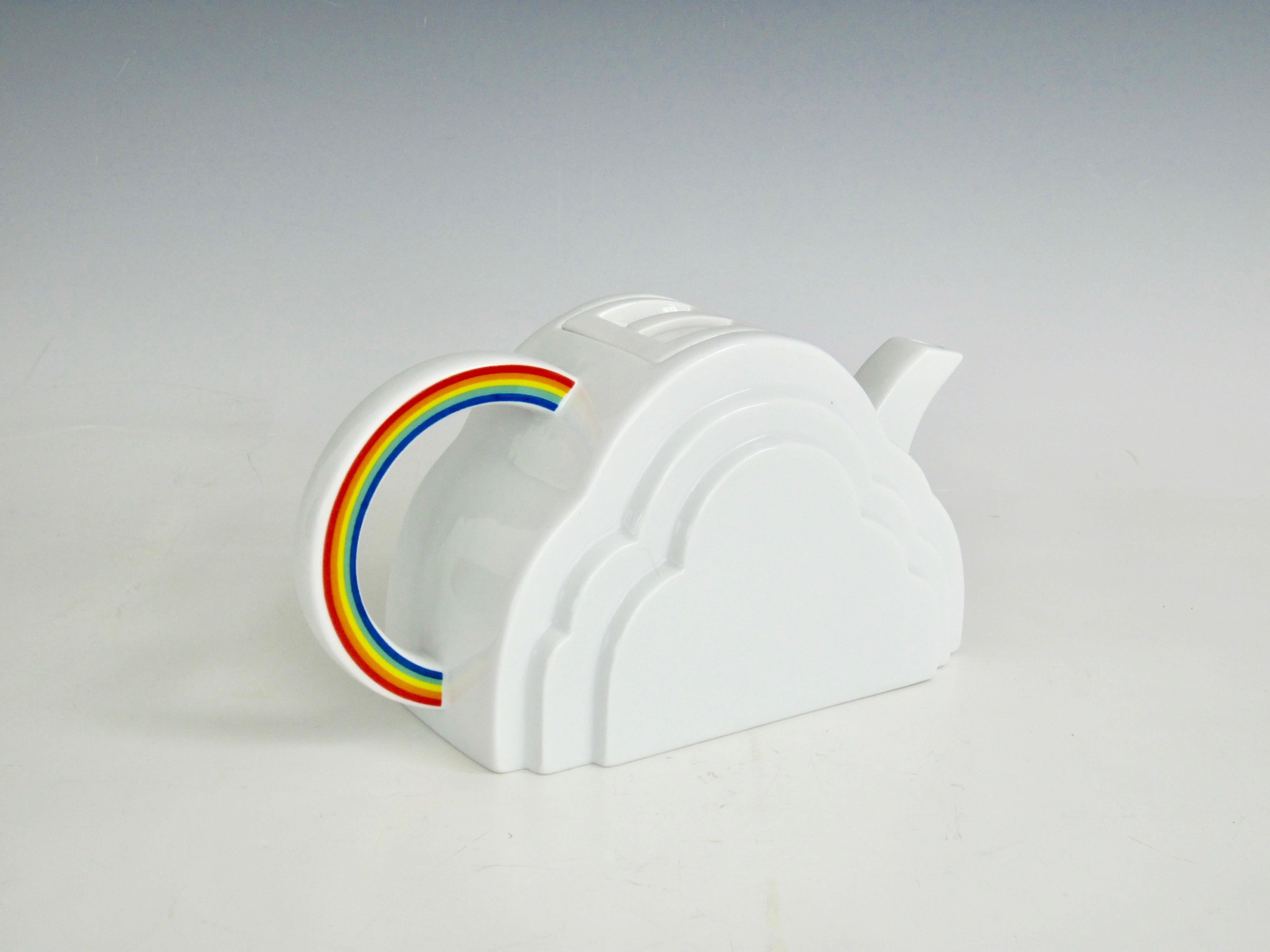 20th Century 1970s Vandor San Francisco Clouds and Rainbow Porcelain Teapot