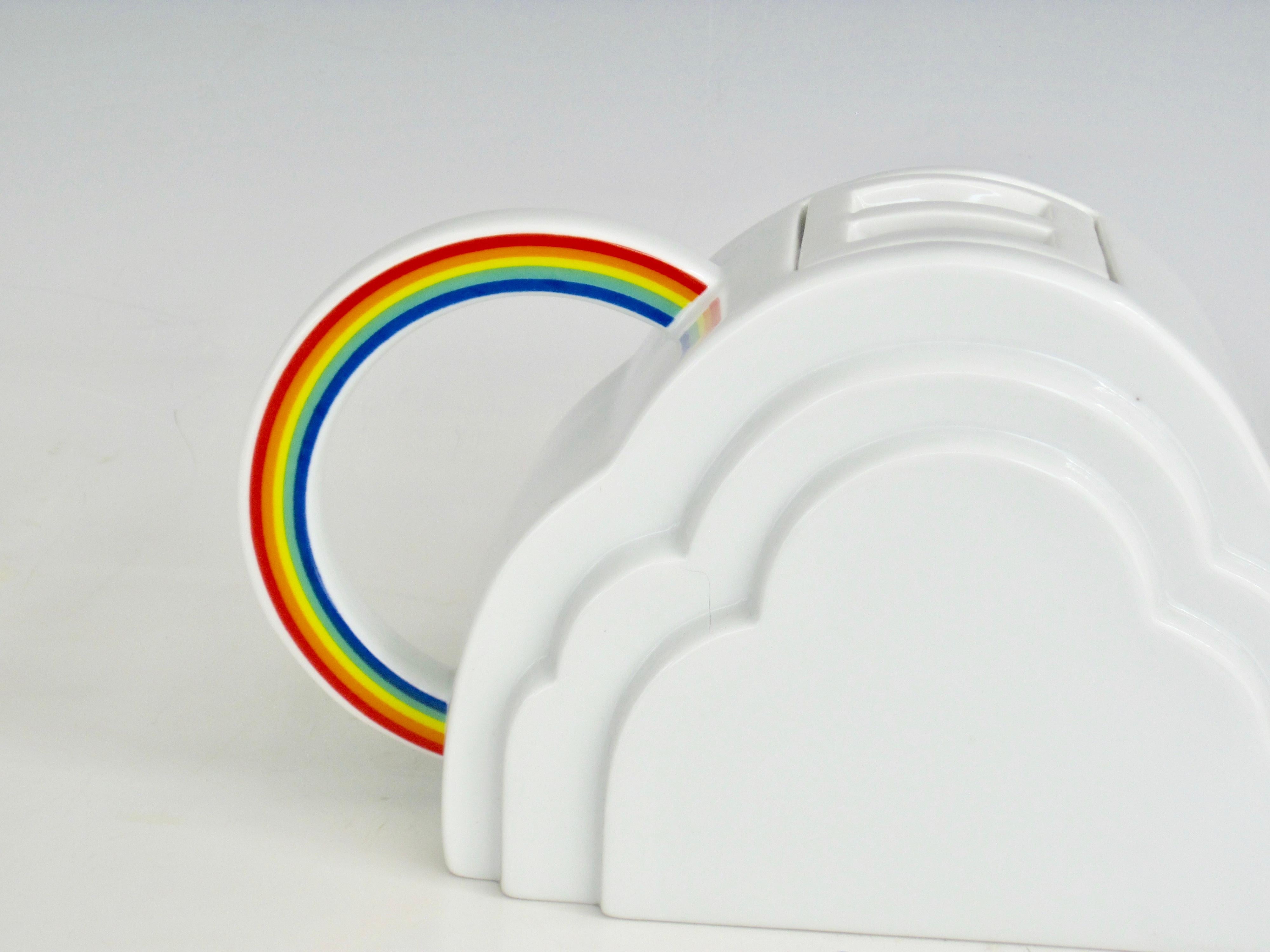 1970s Vandor San Francisco Clouds and Rainbow Porcelain Teapot 2