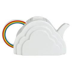 Vintage 1970s Vandor San Francisco Clouds and Rainbow Porcelain Teapot