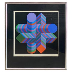 1970s Vasarely Op Art Lithograph