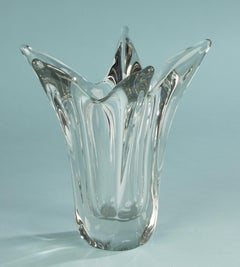 Vase des années 1970 - Daum - Verre de cristal - Forme organique