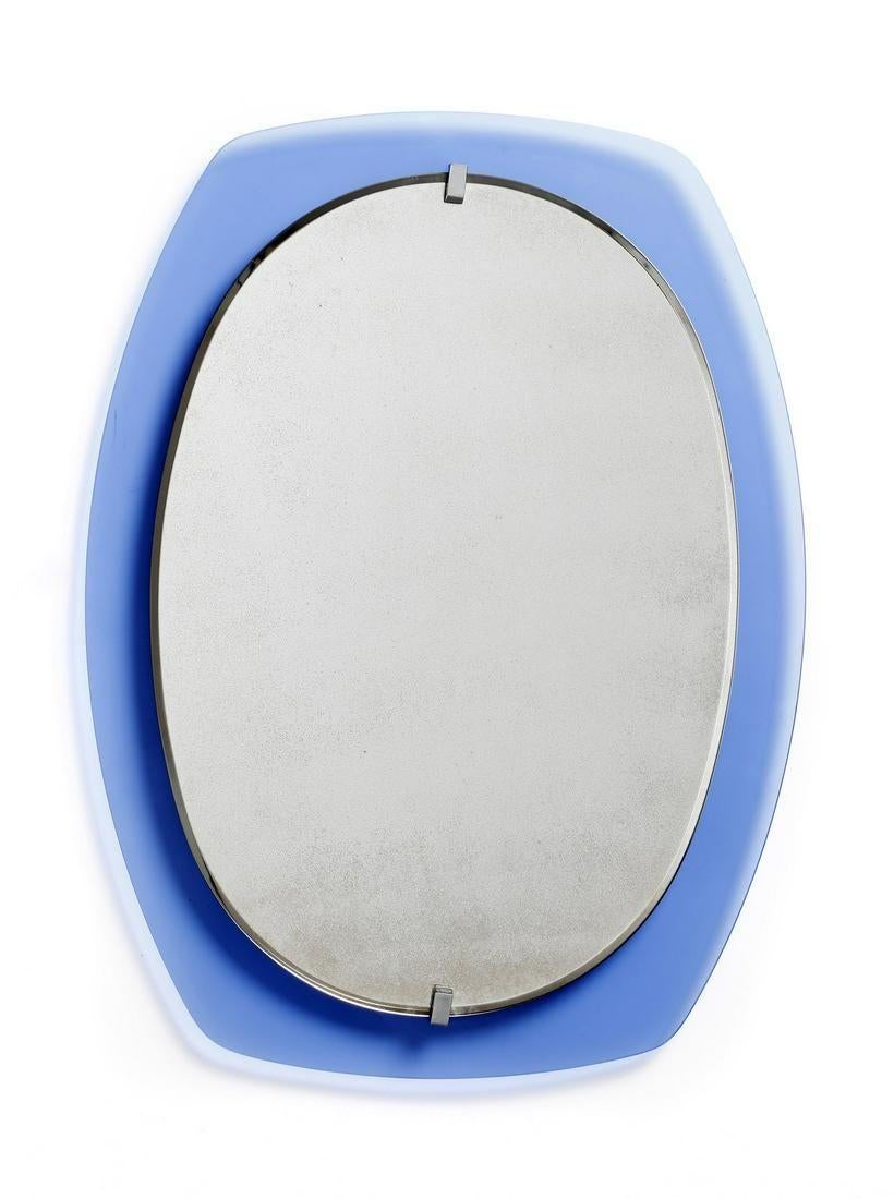 1970s Veca Blue Glass mirror 
