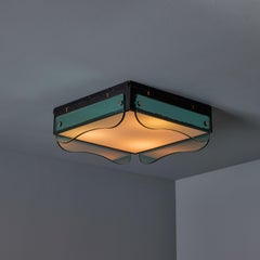 Lampada da parete o da soffitto in vetro Veca degli anni '70 alla maniera di Max Ingrand