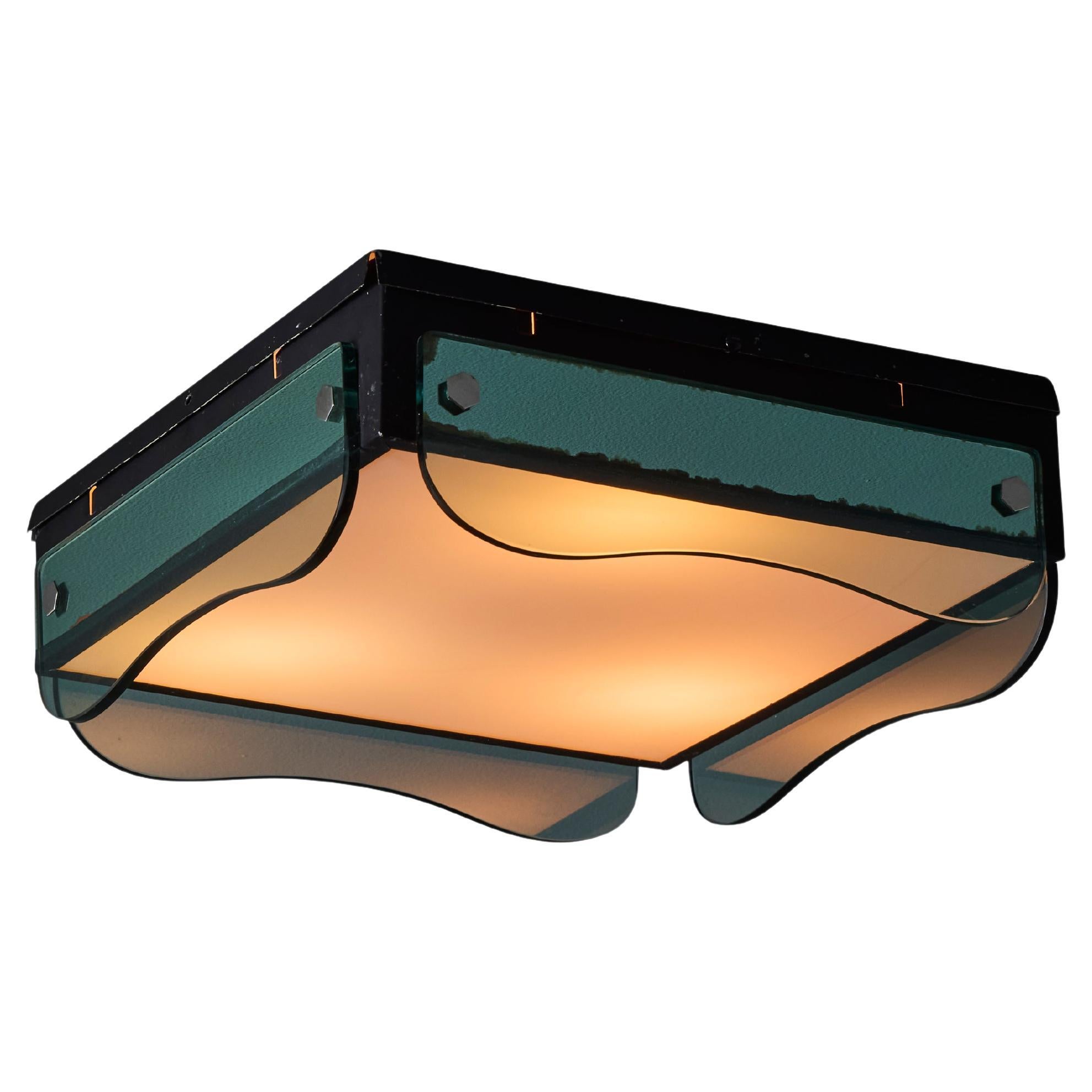 1970s Veca Glass Wall or Ceiling Lamp in the Manner of Max Ingrand For Sale