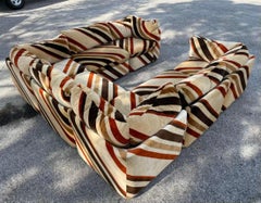 1970's Velour Chevron 7-Piece Modular Sofa in the Manner of Milo Baughman