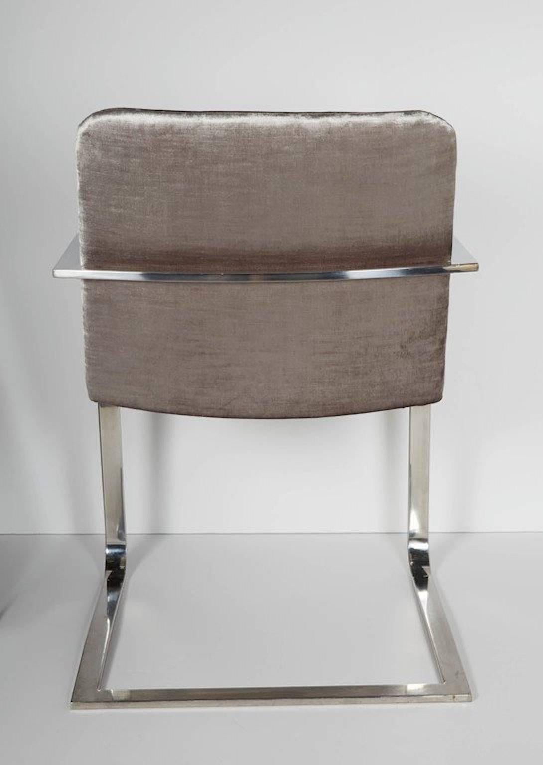 Mid-Century Modern 1970s Velvet and Chrome Desk Chair by Brueton