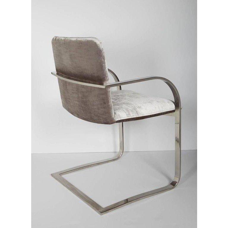 American 1970s Velvet and Chrome Desk Chair by Brueton