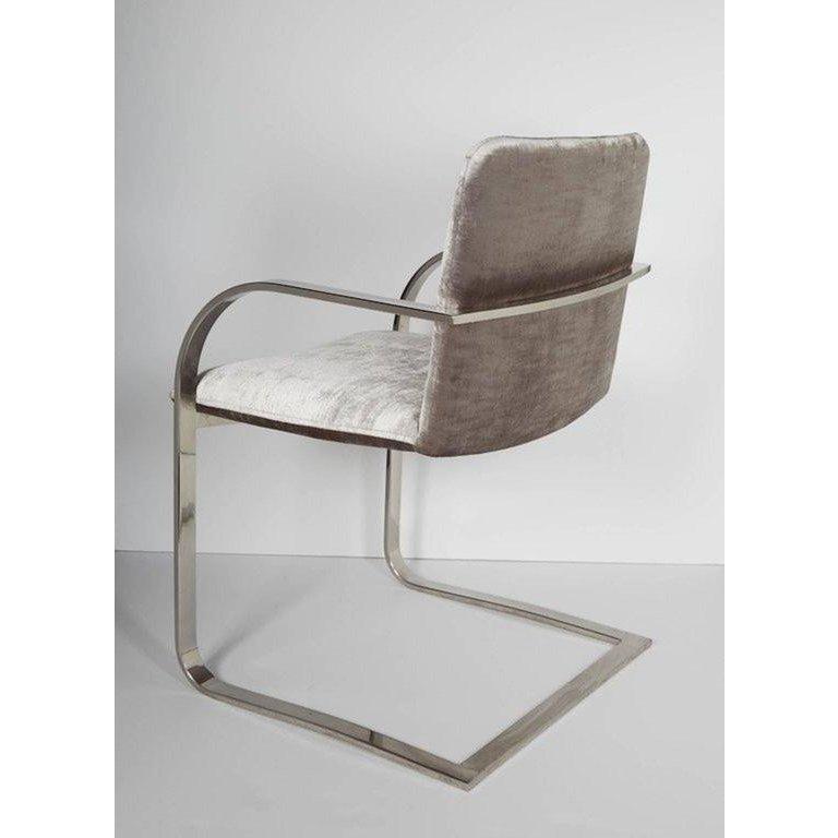 Stainless Steel 1970s Velvet and Chrome Desk Chair by Brueton