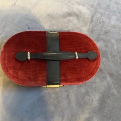 1970s Velvet and Leather Italian Travel Jewelry Box
