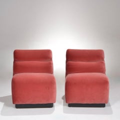 1970s Velvet Slipper Chairs by August Inc.