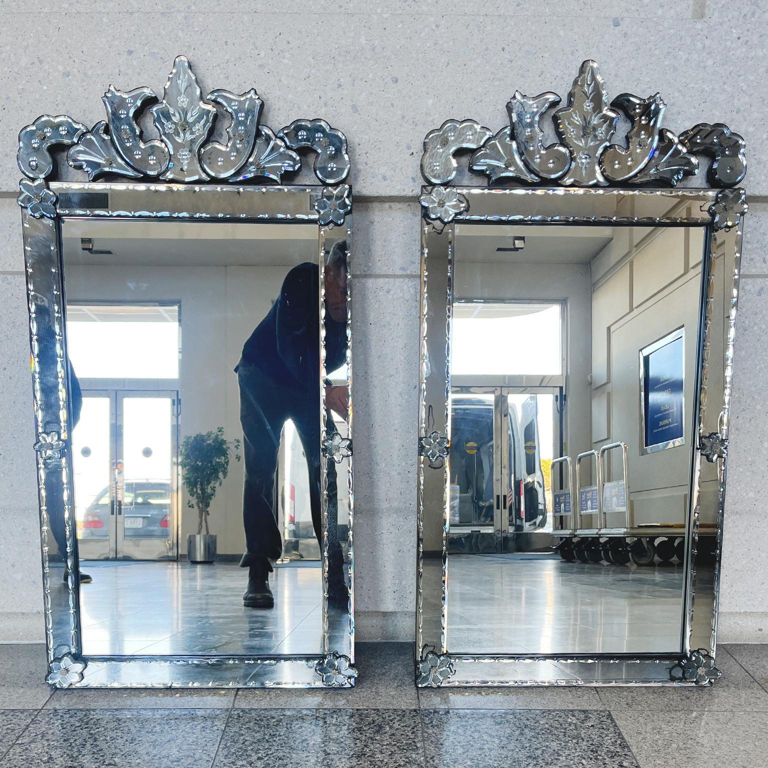 1970s Venetian Style Mirrors - a Pair In Good Condition In New York, NY