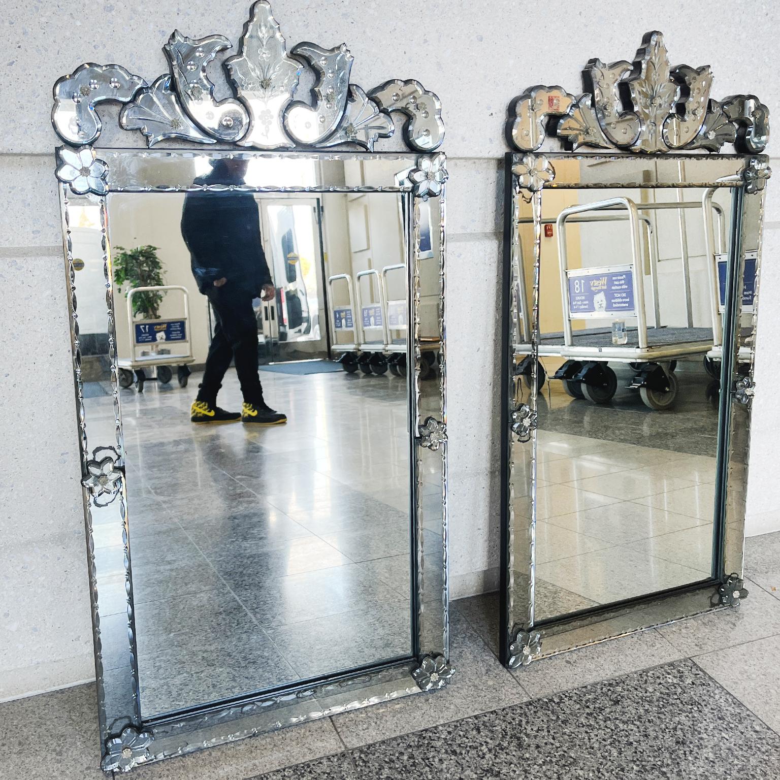 Late 20th Century 1970s Venetian Style Mirrors - a Pair