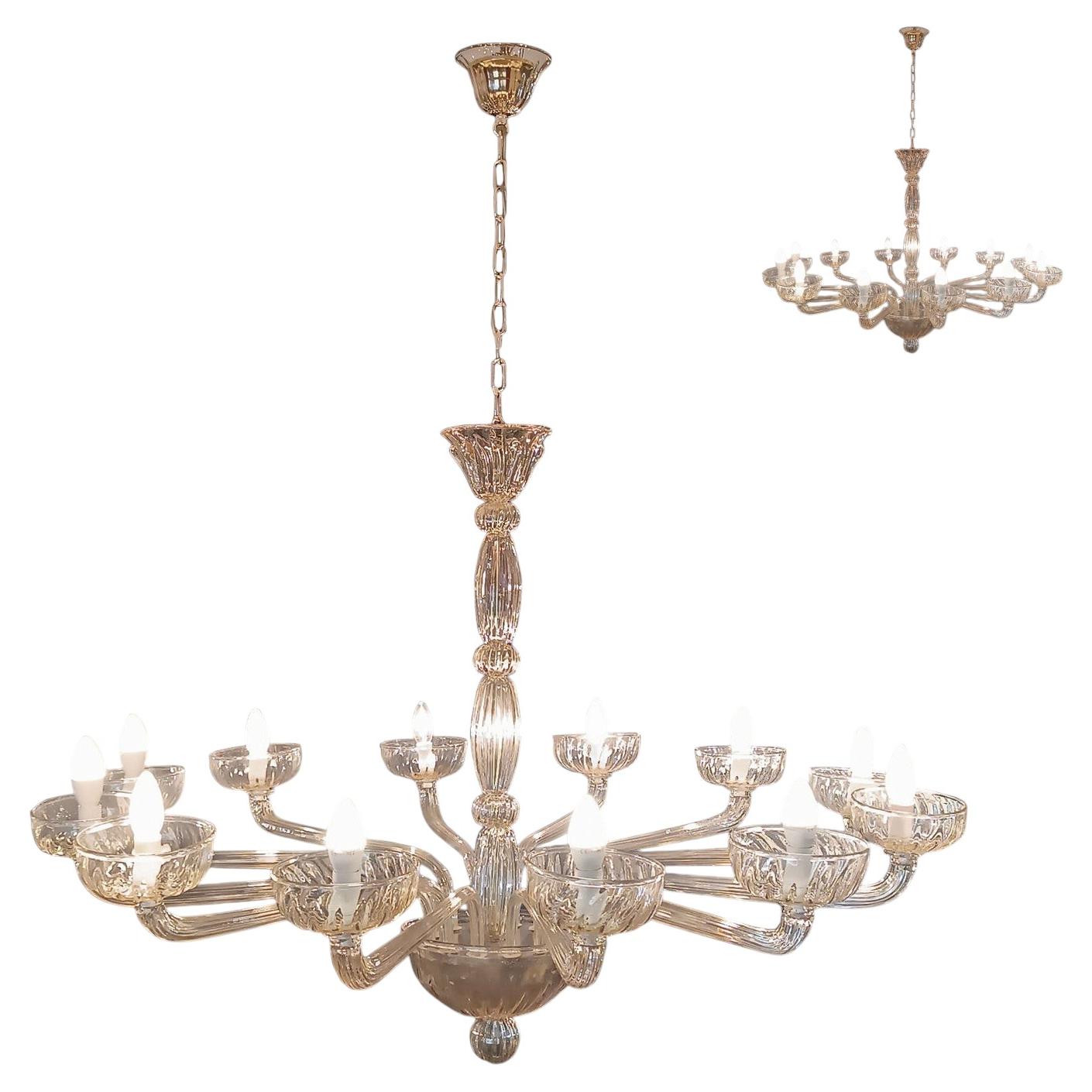 1970s VENINI GLASS CHANDELIER
