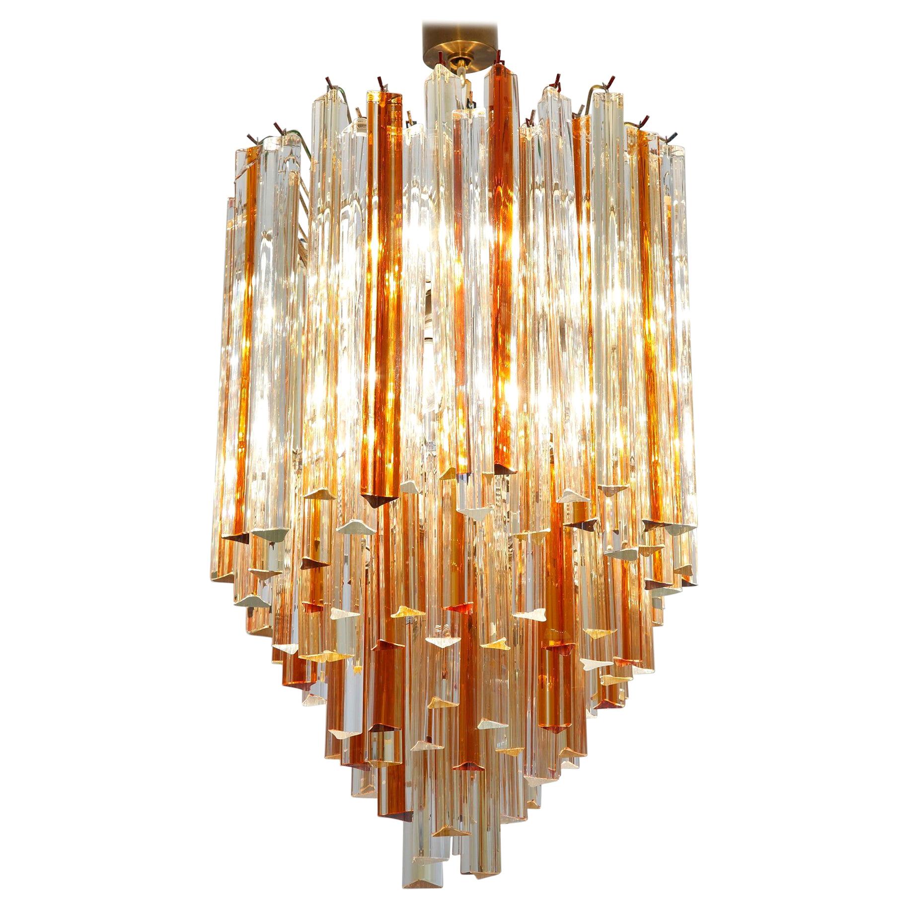 Venini Murano Glass Tronchi Midcentury Chandelier with Cascading Structure Venini Murano Glass Tronchi Midcentury Chandelier with Cascading Structure