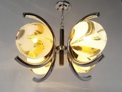 1970s Venini Style Glass Shade on a Four-Arm Chandelier, Italy