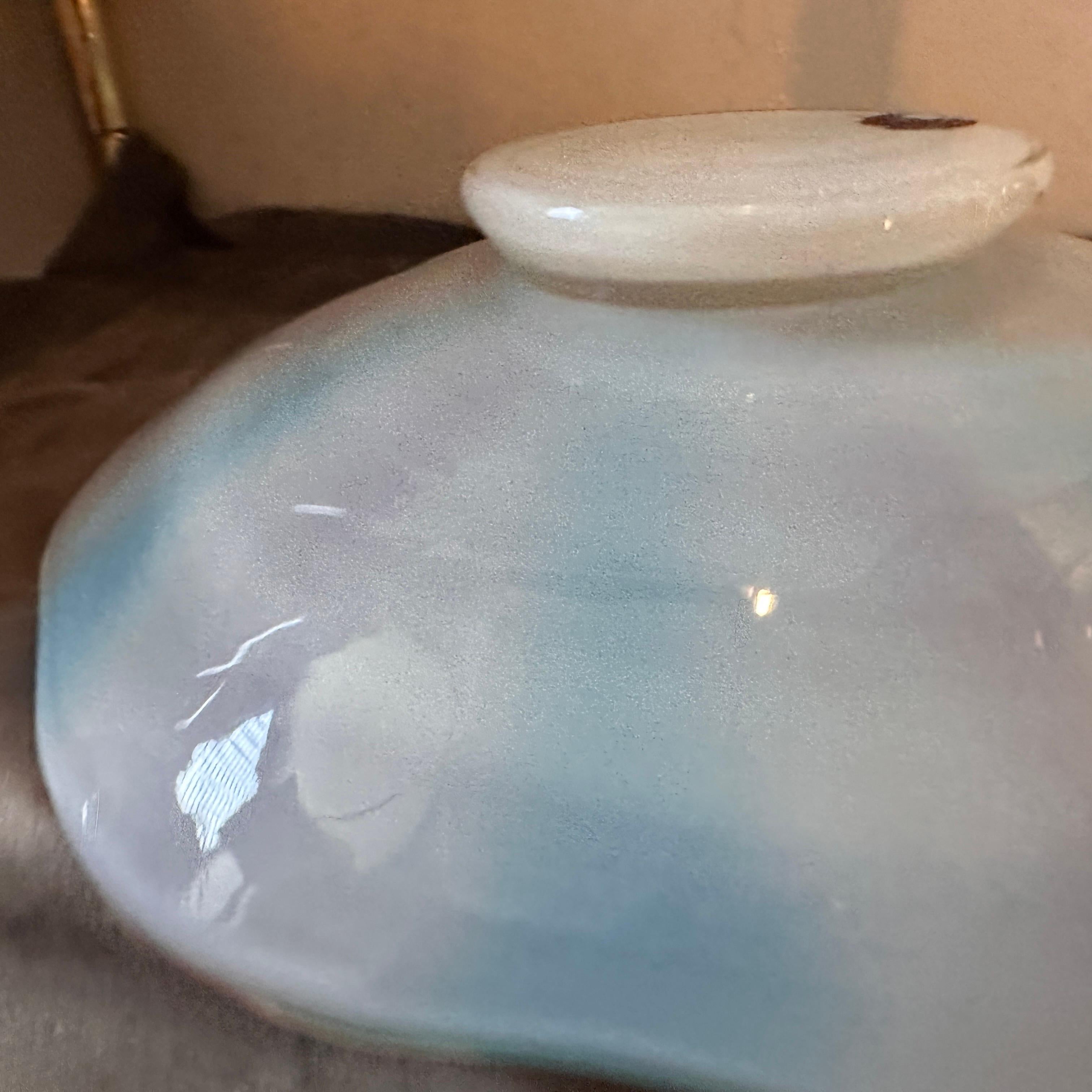 1970s Venini style Mid-Century Modern Striped Murano Glass Round Bowl In Good Condition For Sale In Aci Castello, IT