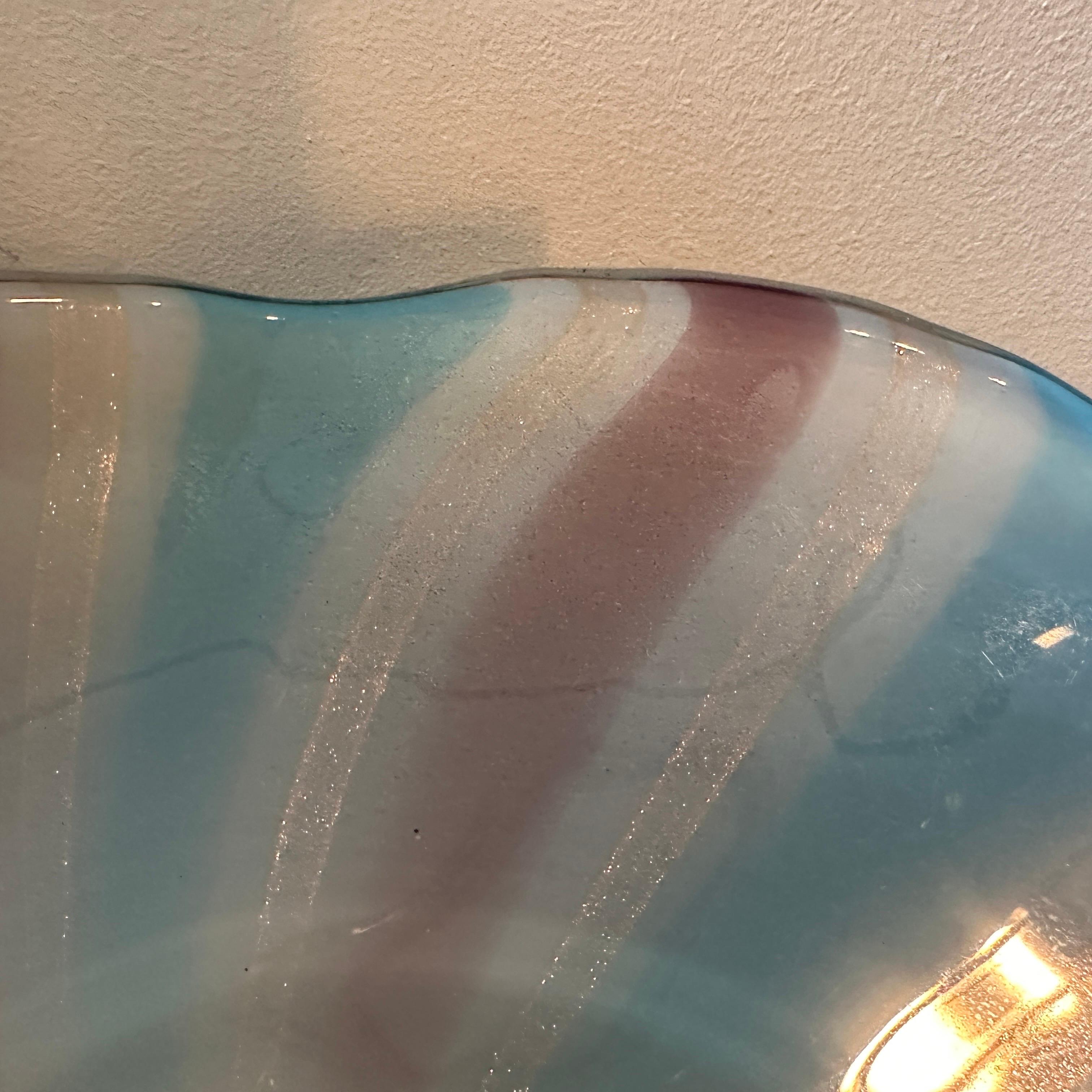 1970s Venini style Mid-Century Modern Striped Murano Glass Round Bowl For Sale 4