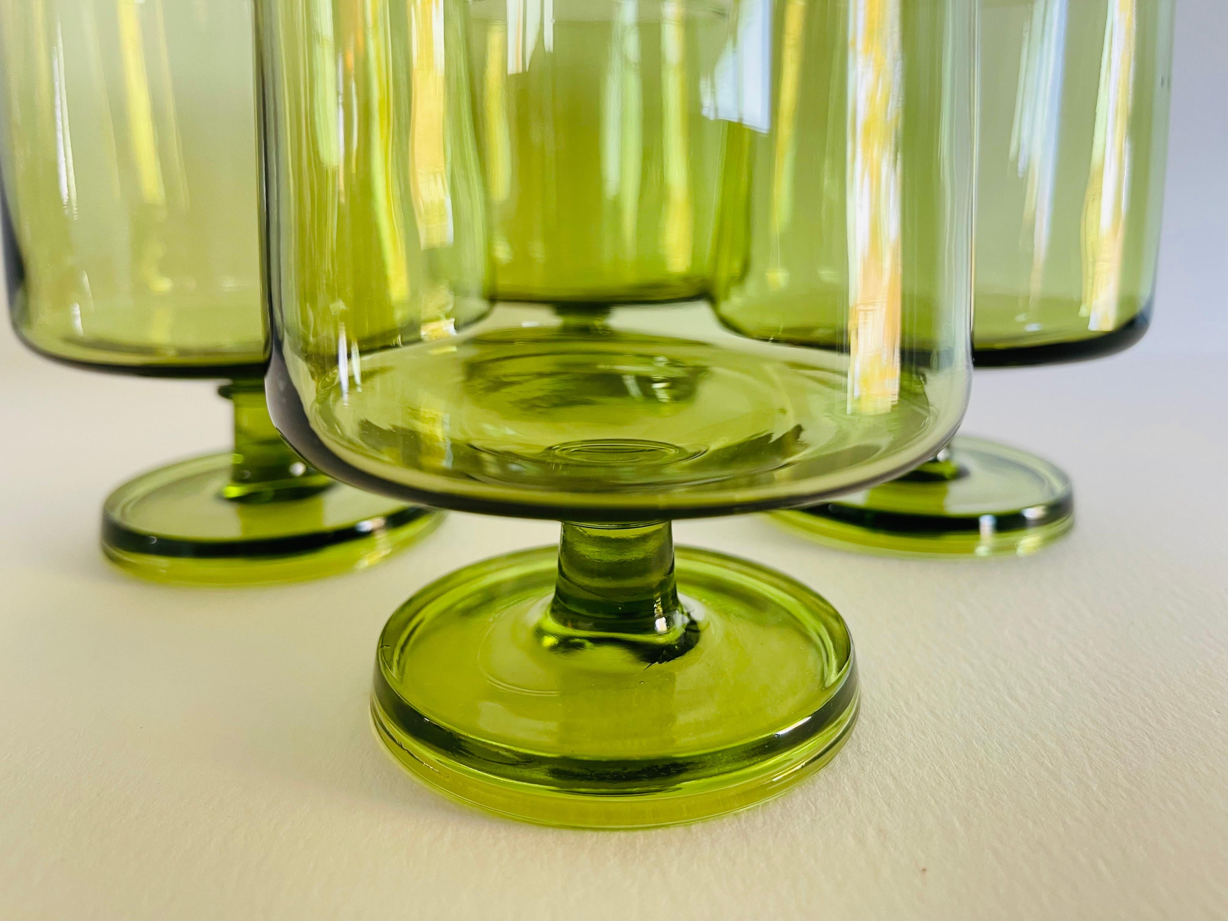 Mid-Century Modern 1970s Verde Green Glass Tumblers, Set of 4