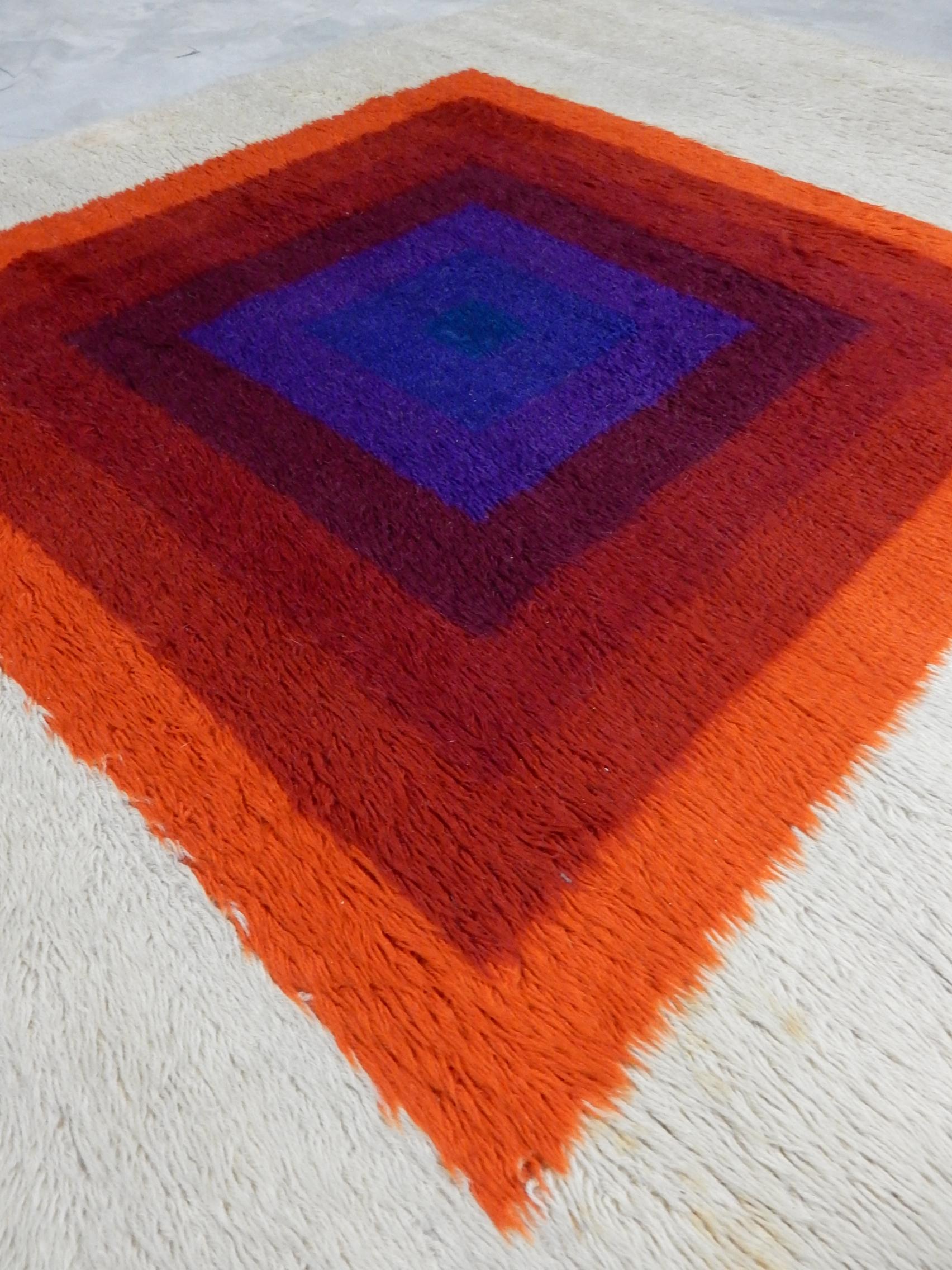 Mid-Century Modern Tapis Rya Mira-Romantica Verner Panton Design des années 1970 en vente