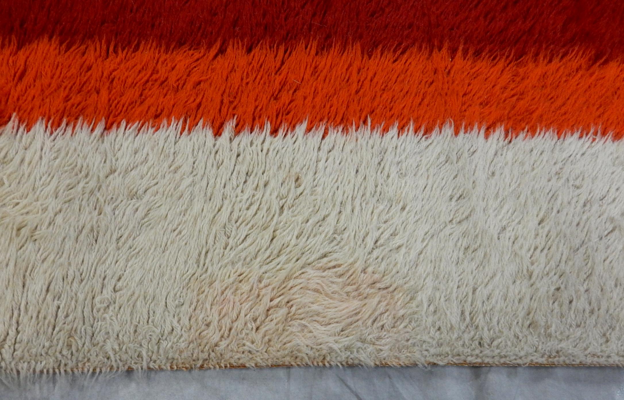 European 1970s Verner Panton Design Mira-Romantica Wool Rya Rug For Sale
