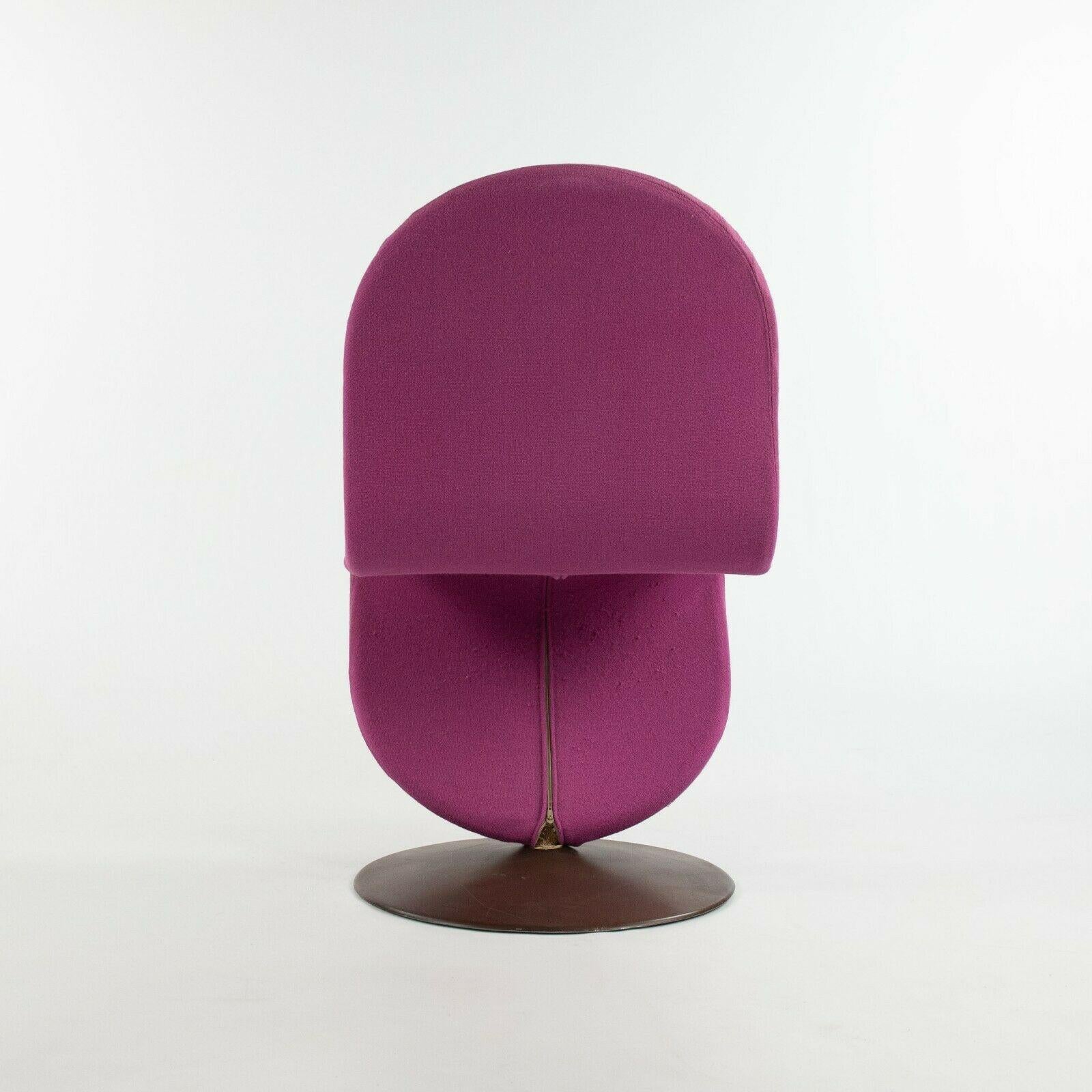 1970s Verner Panton for Fritz Hansen 1-2-3 Dining Side Chair in Magenta Fabric For Sale 2