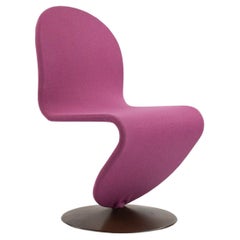 1970s Verner Panton for Fritz Hansen 1-2-3 Dining Side Chair in Magenta Fabric