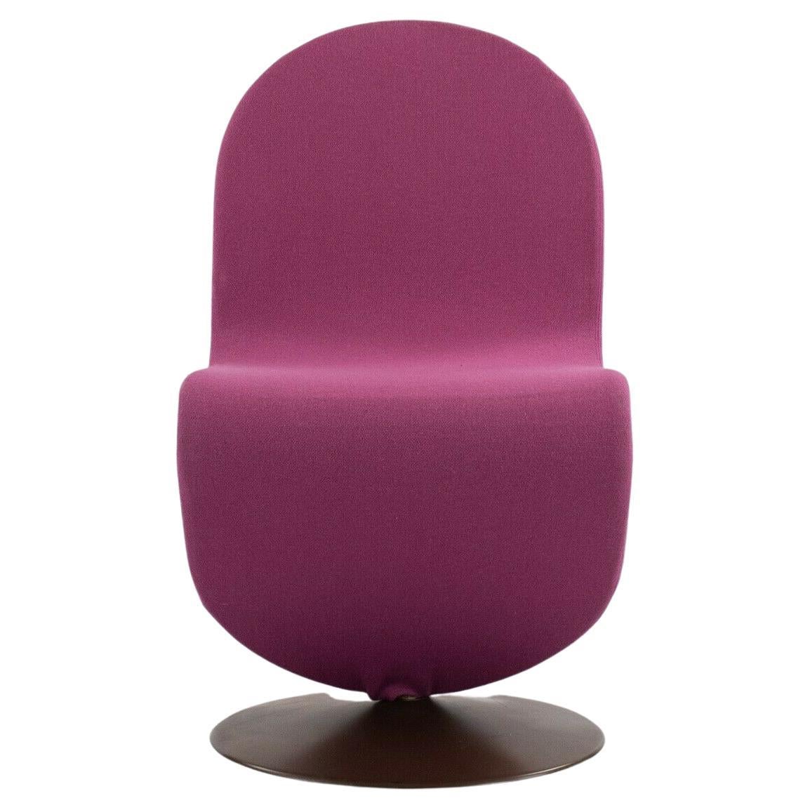 1970s Verner Panton for Fritz Hansen 1-2-3 Dining Side Chair in Magenta Fabric For Sale