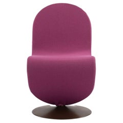 Retro 1970s Verner Panton for Fritz Hansen 1-2-3 Dining Side Chair in Magenta Fabric