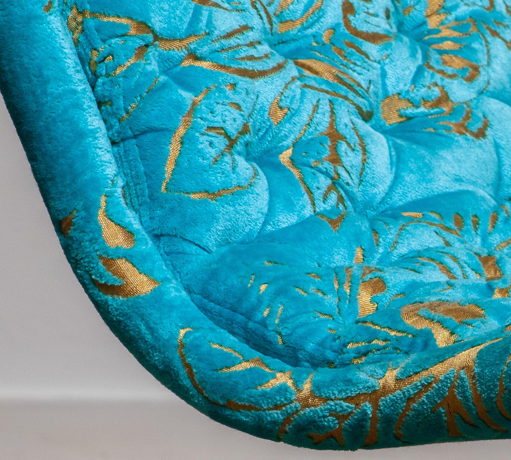 1970s Verner Panton 'System 123' Lounge Chair in Turquoise Burnout Velvet 2