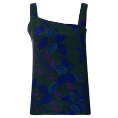 1970s Versace Flower Print Asymmetrical Top