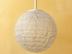 1970s Very Large Crackle Glass and Chrome Globe Pendant Light by Doria Leuchten