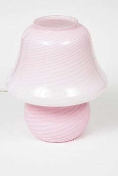 1970s Vetri Murano Pink Spiral Mushroom Art Glass Lamp