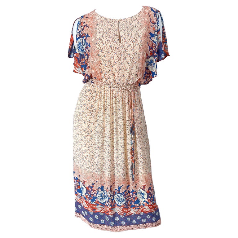 1970s Victor Costa Cold Shoulder Flower Print Vintage 70s Rayon Boho Dress  For Sale at 1stDibs | 1970s boho dress, 70s casual dress, cold shoulder  boho dress
