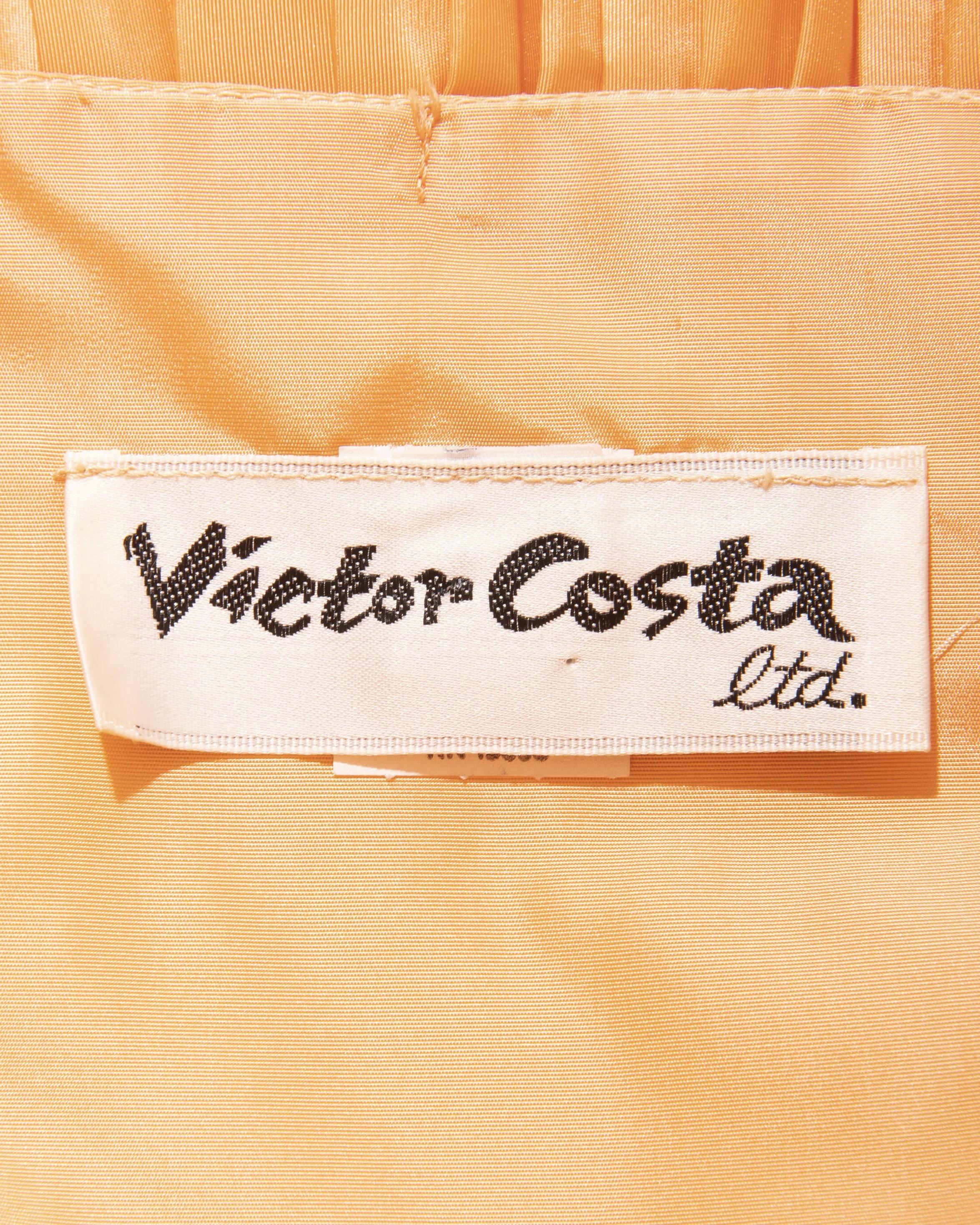 1970's Victor Costa Orange Taffeta Strapless Gown 4