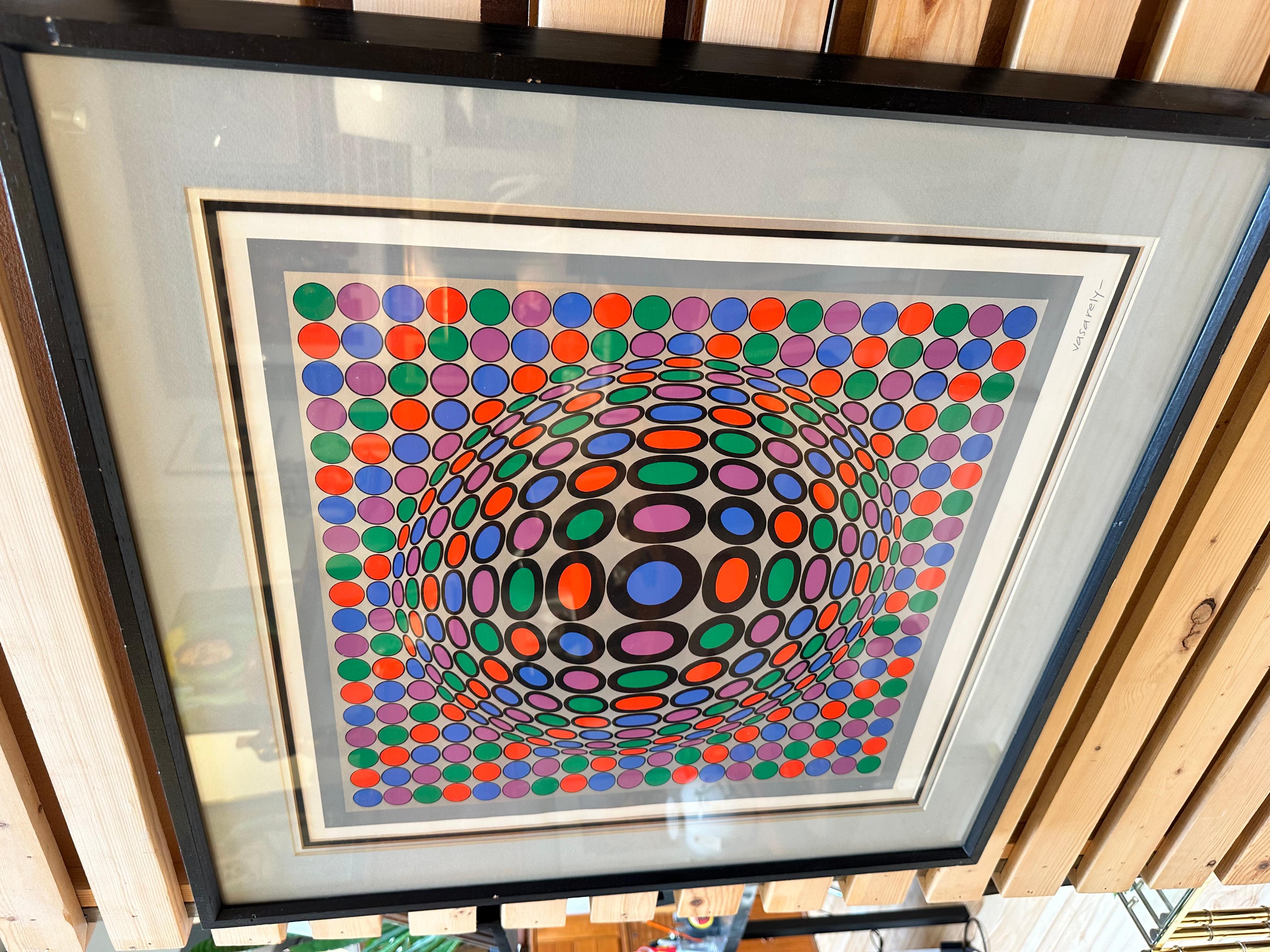 Glass 1970s Victor Vasarely Op Art 