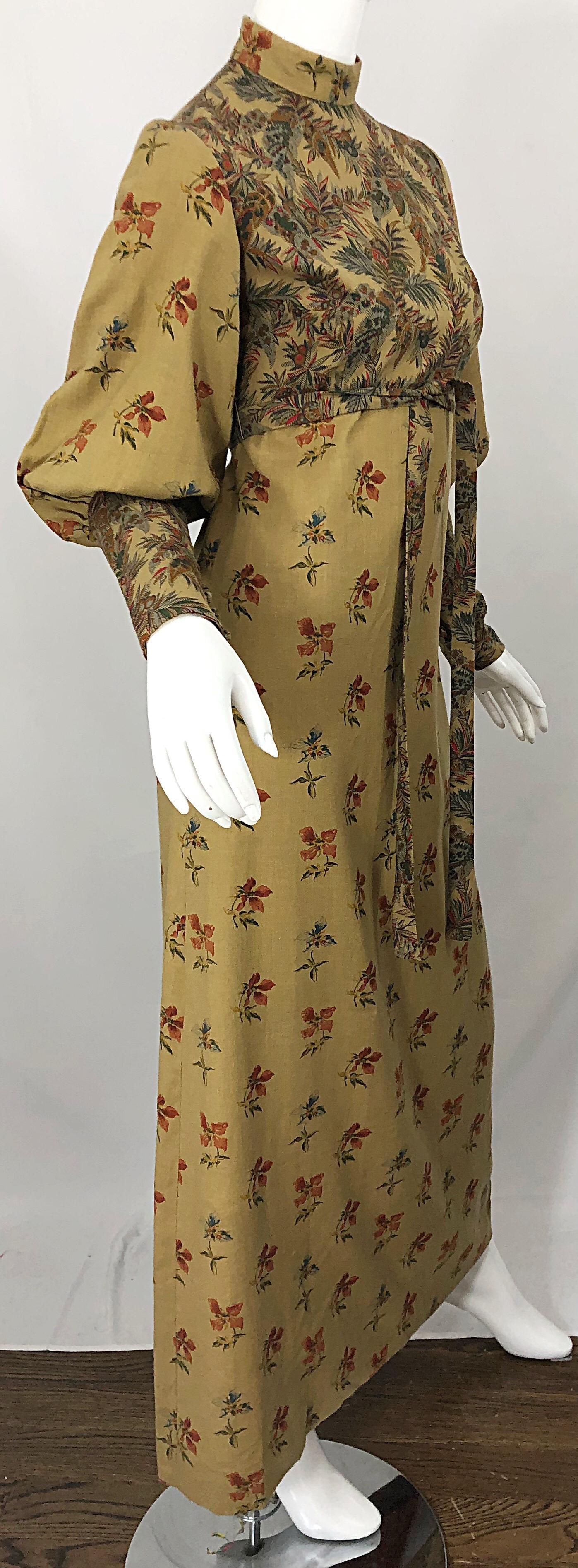 Robe longue en laine d'inspiration victorienne des années 1970 Challis Autumnal Fall Vintage des années 70 en vente 6