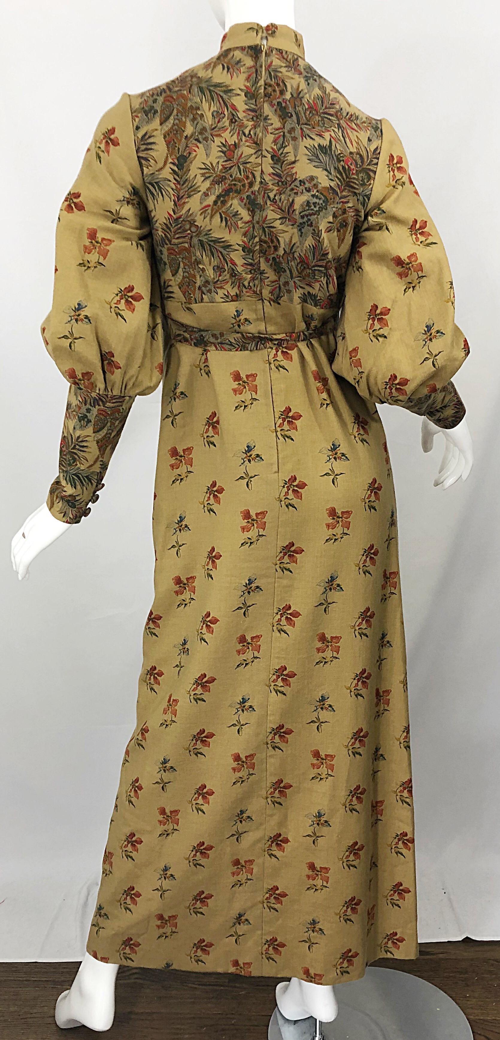 Robe longue en laine d'inspiration victorienne des années 1970 Challis Autumnal Fall Vintage des années 70 en vente 7