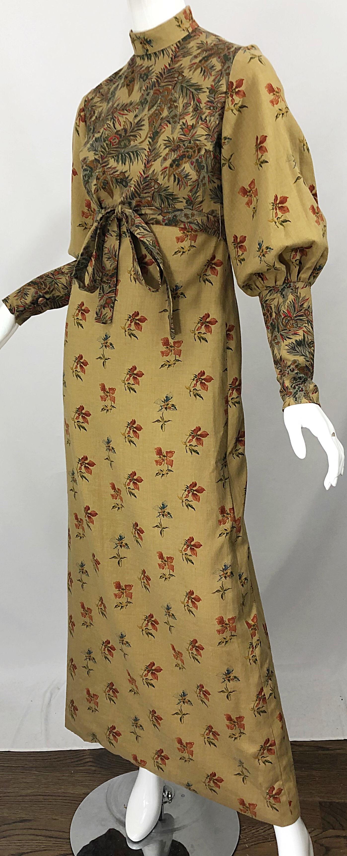 Robe longue en laine d'inspiration victorienne des années 1970 Challis Autumnal Fall Vintage des années 70 en vente 8