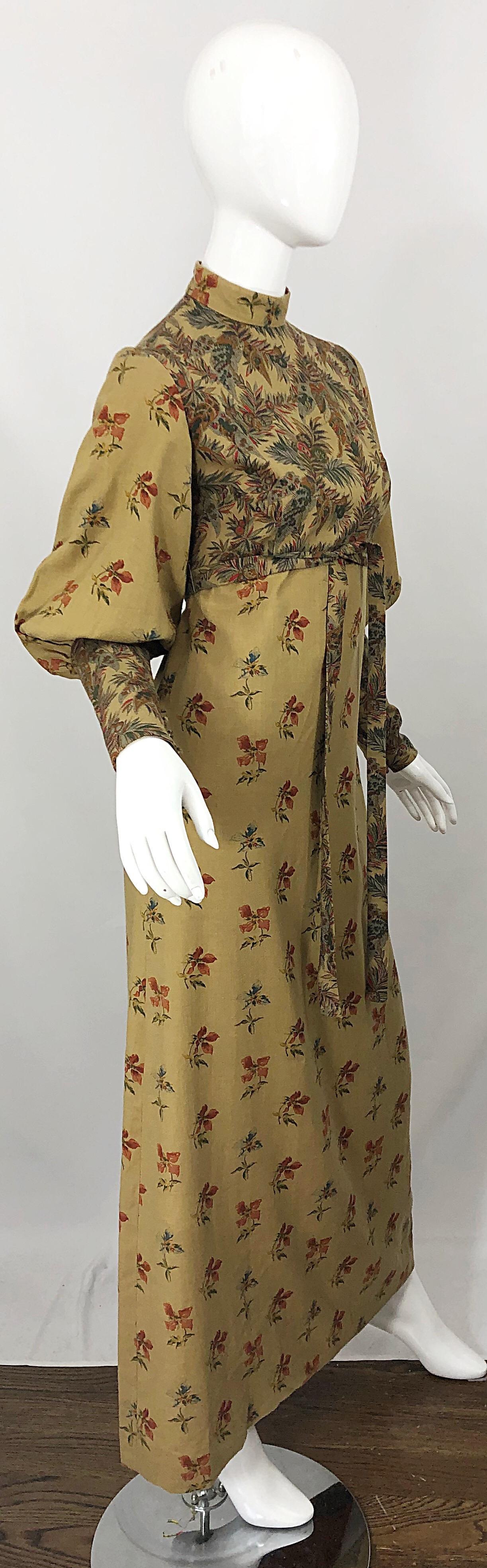 Robe longue en laine d'inspiration victorienne des années 1970 Challis Autumnal Fall Vintage des années 70 en vente 10