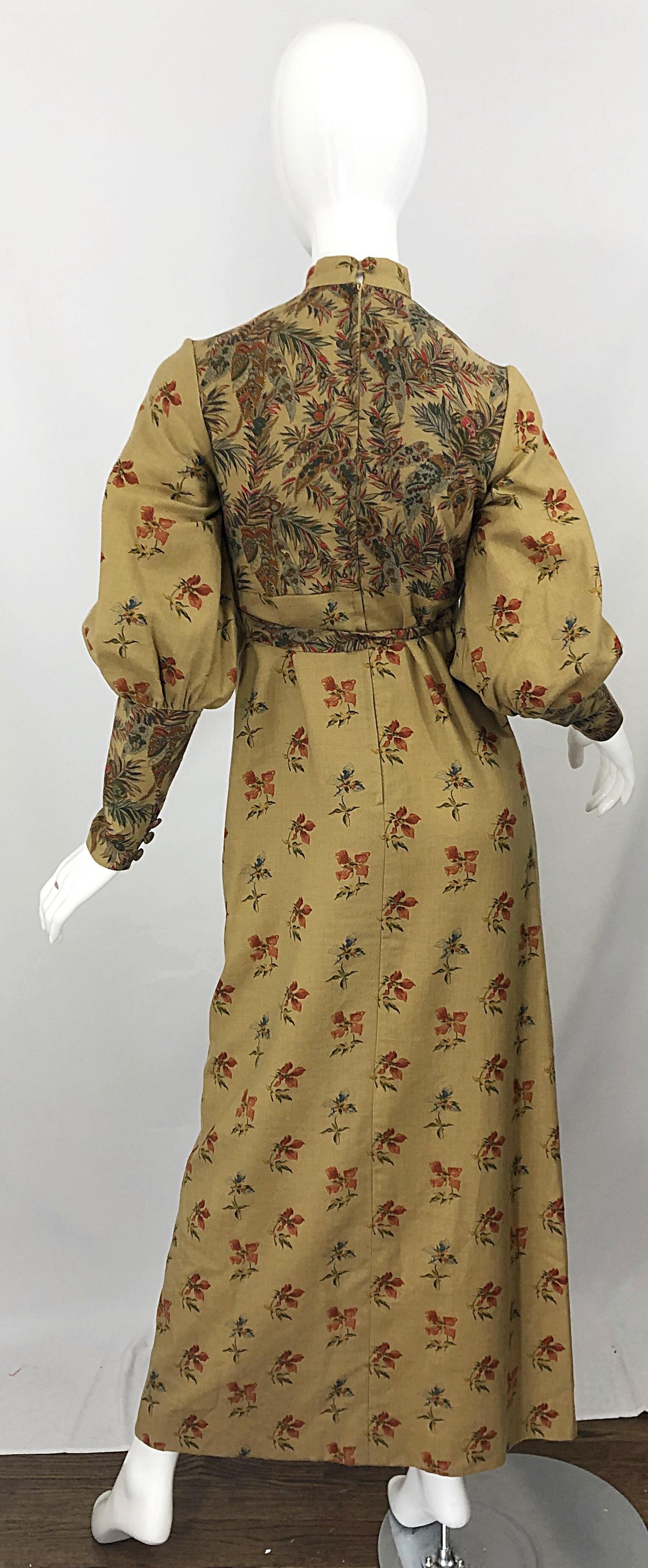 Robe longue en laine d'inspiration victorienne des années 1970 Challis Autumnal Fall Vintage des années 70 en vente 1