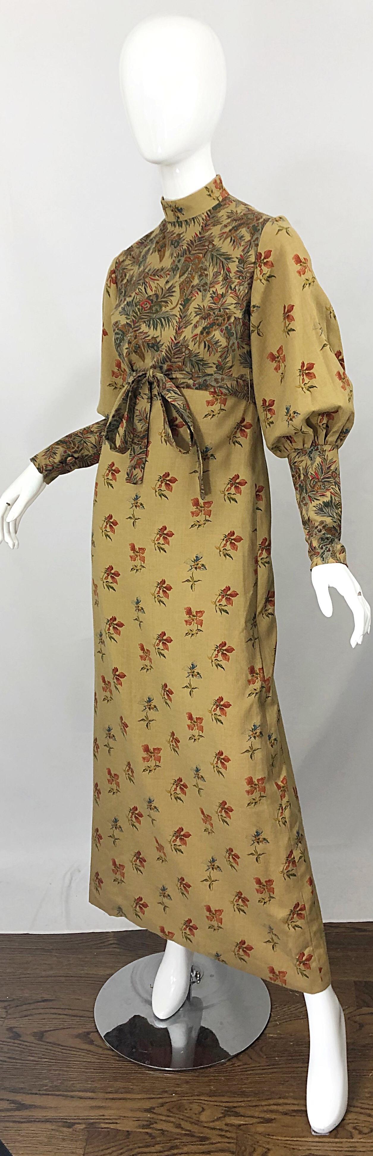 Robe longue en laine d'inspiration victorienne des années 1970 Challis Autumnal Fall Vintage des années 70 en vente 4