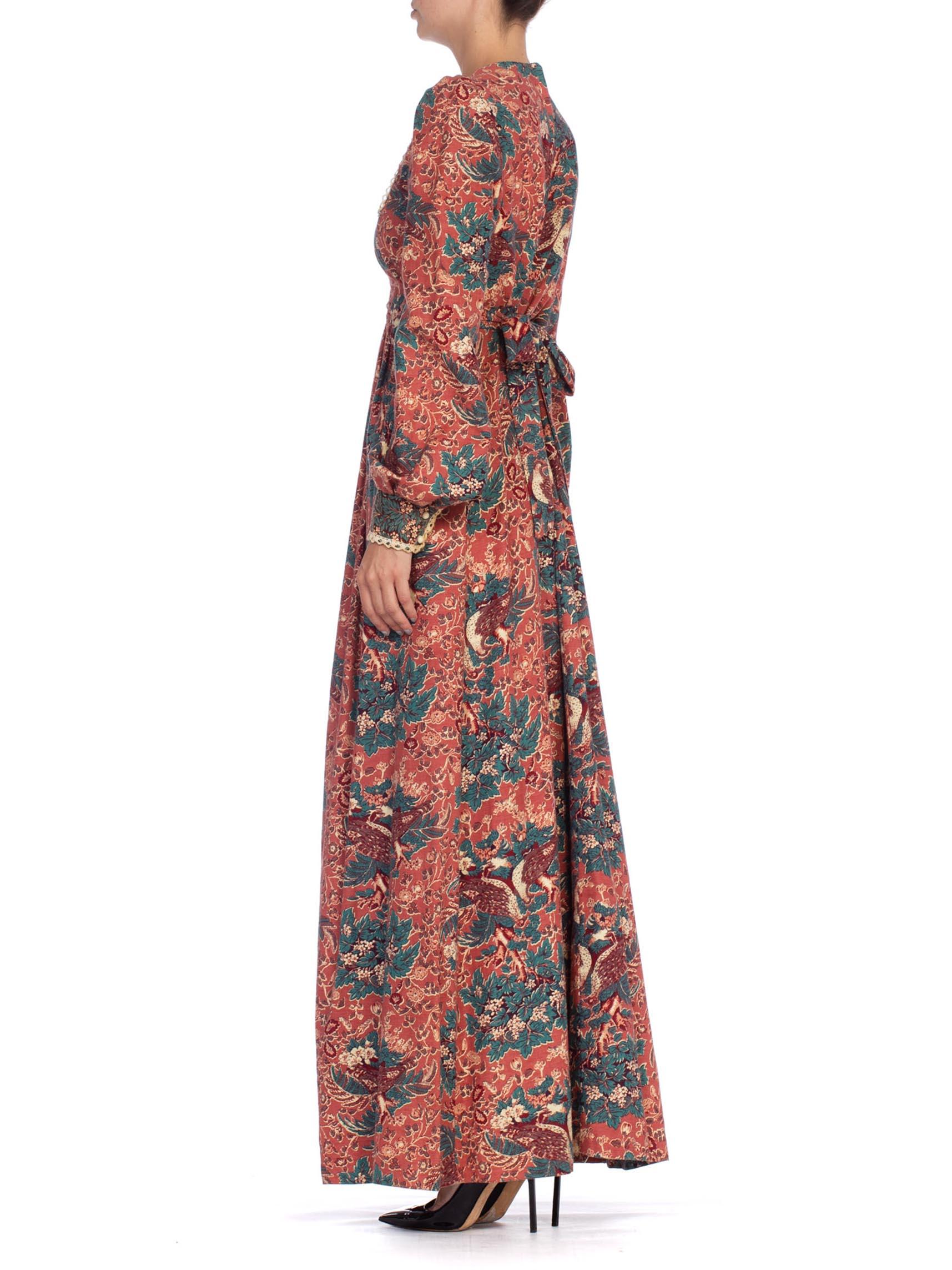 1970'S Floral Cotton Victorian Style Boho Dress In Excellent Condition In New York, NY