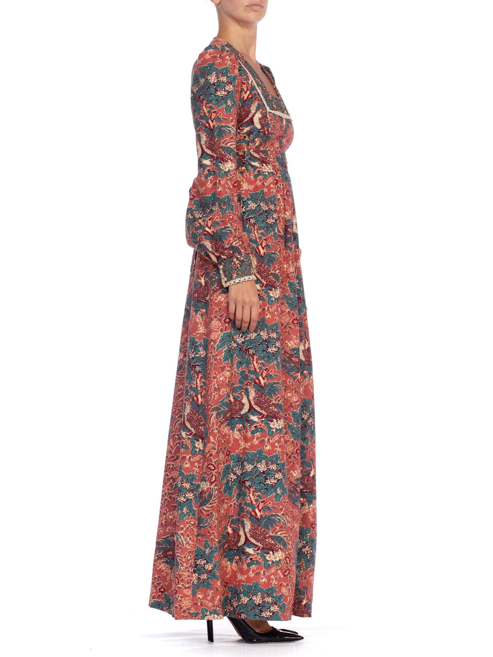 Women's 1970'S Floral Cotton Victorian Style Boho Dress