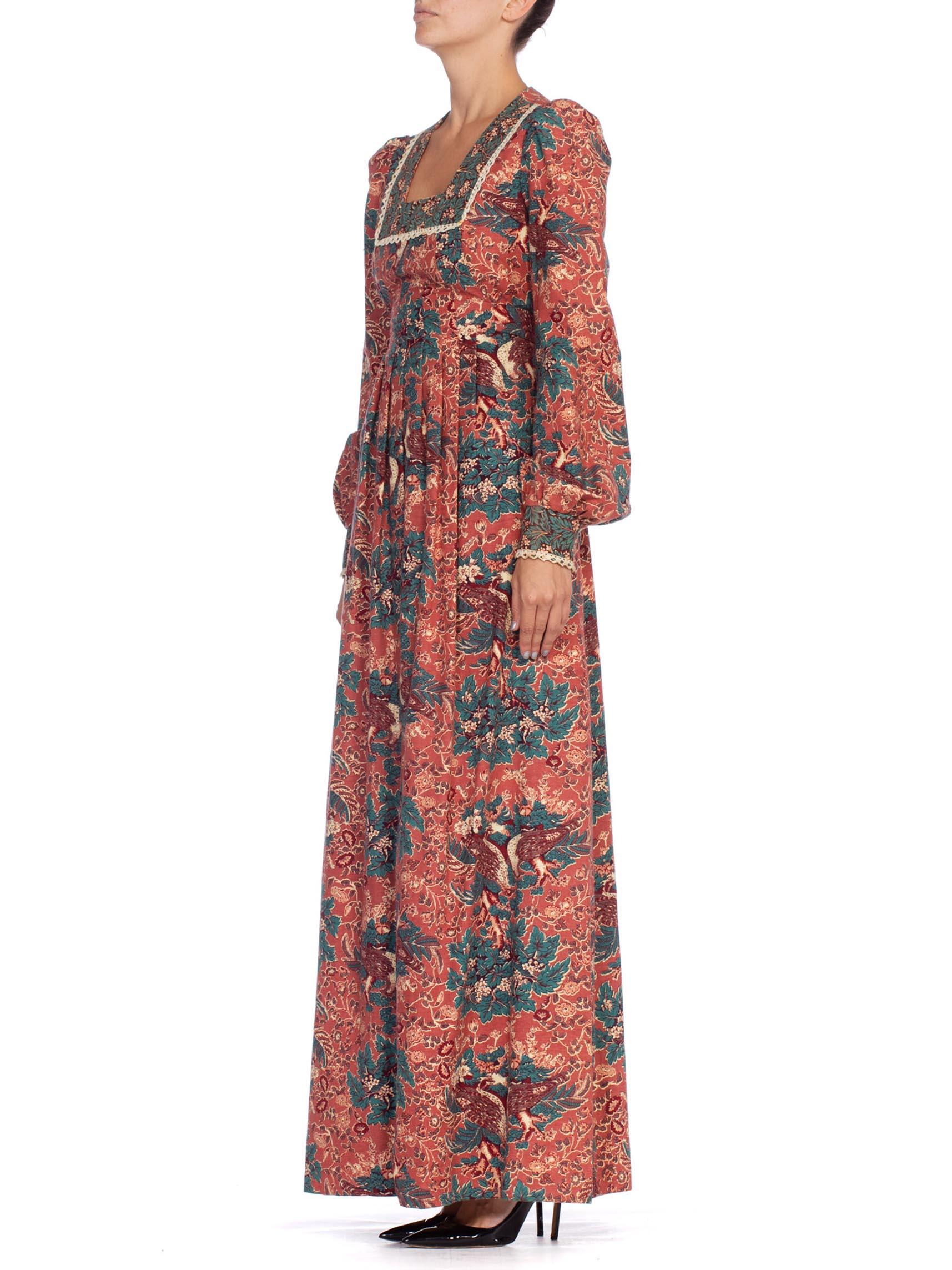 1970'S Floral Cotton Victorian Style Boho Dress 2