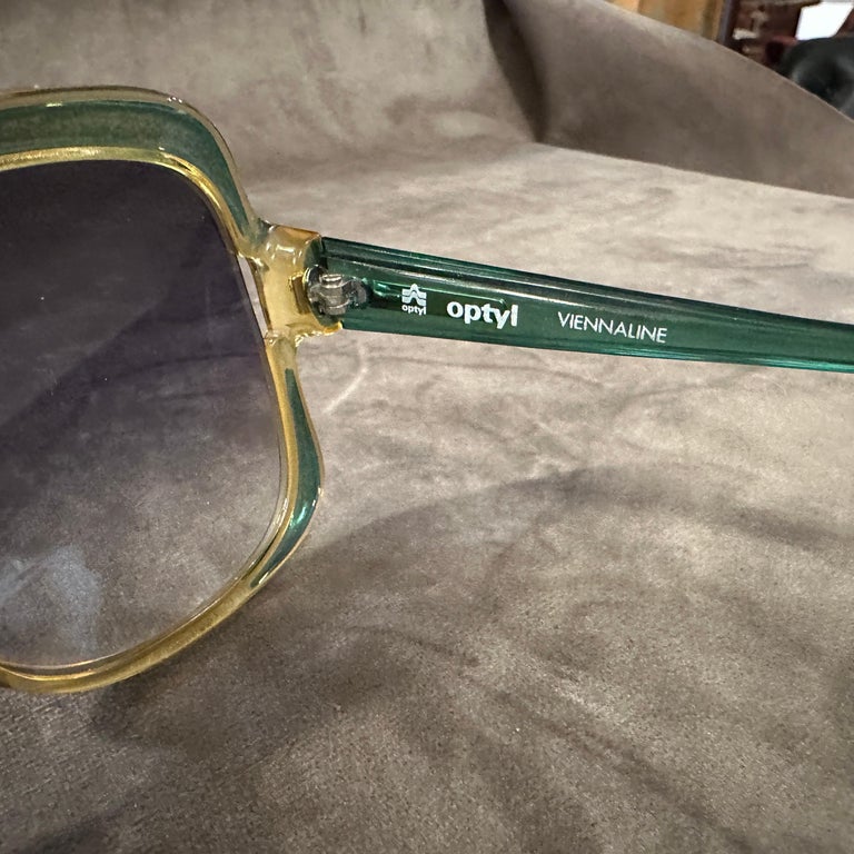 Vintage Deadstock Optyl LCM Vienna Austrian Designer Teal Oversized Sunglasses Viennaline 1970 Big Funky Oversizes Sunglasses Made in  main image 4