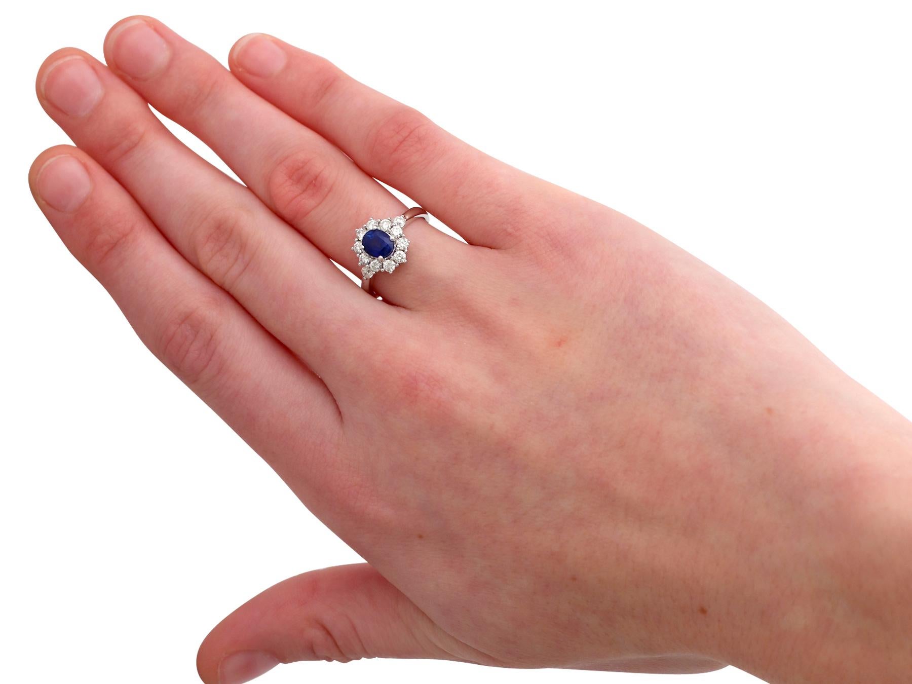 Women's 1970s Vintage 1.21 Carat Sapphire and Diamond White Gold Cocktail Ring