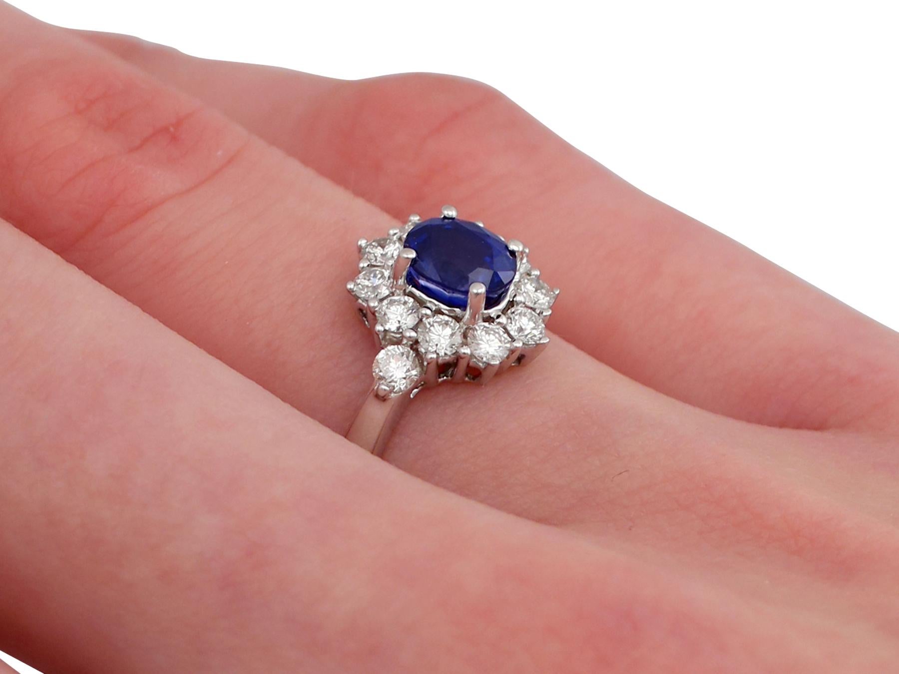 1970s Vintage 1.21 Carat Sapphire and Diamond White Gold Cocktail Ring 1