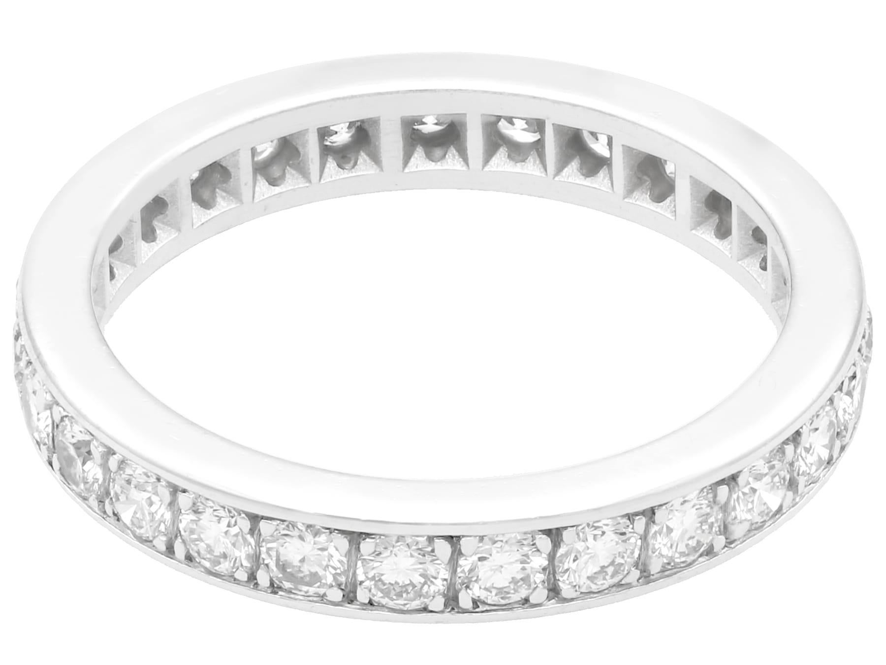 Round Cut 1970s Vintage 1.25 Carat Diamond and White Gold Full Eternity Ring For Sale